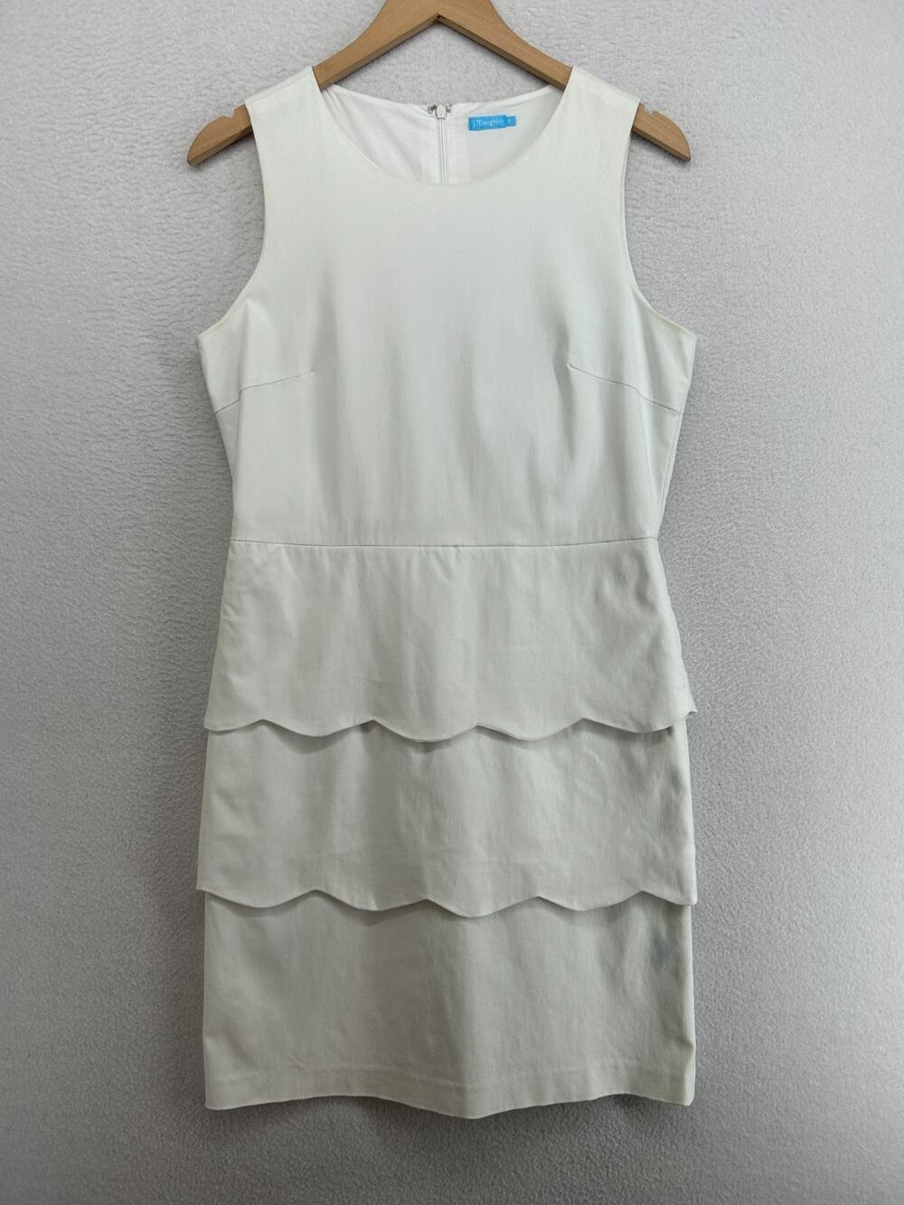J.MCLAUGHLIN Dress 10 Providence Sheath Catalina Layered Sleeveless White
